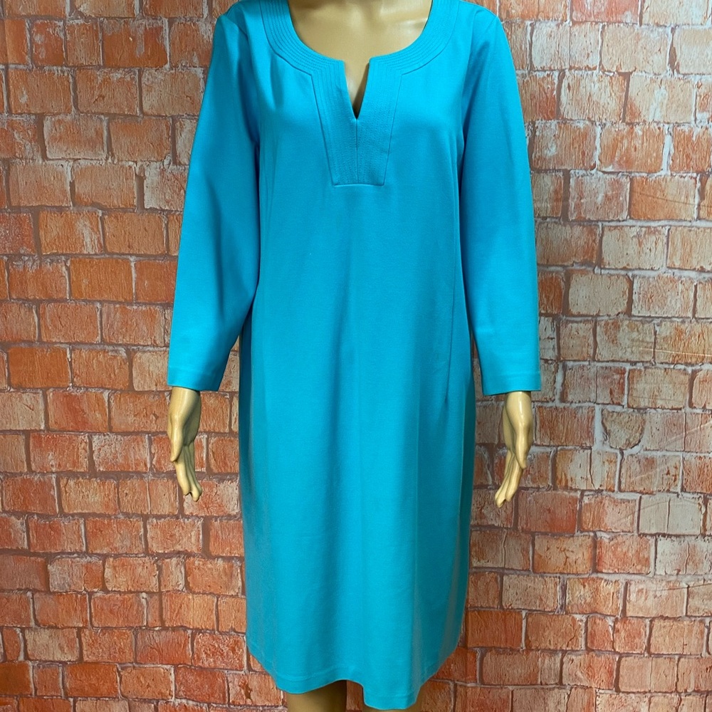 Talbots Plus Size Turquoise Blue Shift Dress